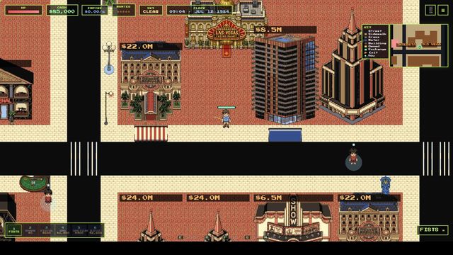 Casinos and towers on the Strip at street level